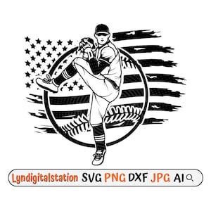 US Baseball Player Svg | Baseball Game Clipart | Hitter Cut File | Baseball Sport Stencil | Baseball Team Tshirt Design | Pitcher  Dxf | Png