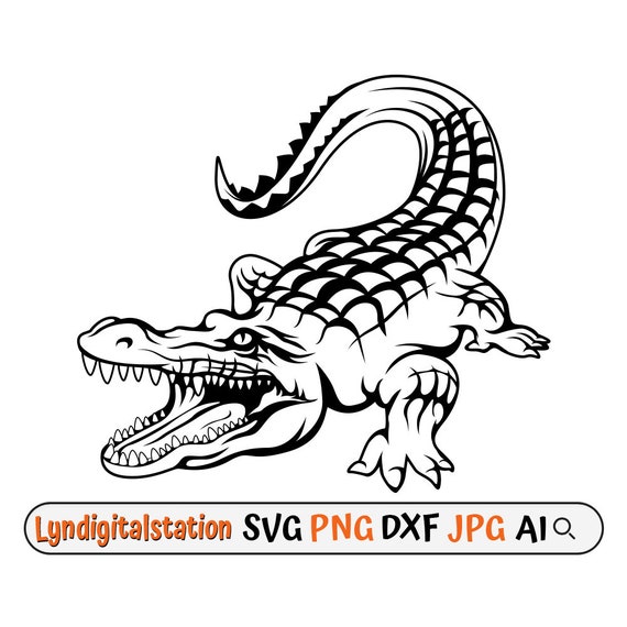 Crocodile Svg alligator Clipart water Reptile Cut File swamp Beast Stencil  zoo Keeper T-shirt Design lake Monster Dxf wild Animal PNG 