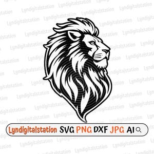 Löwe geschnitten Datei | Löwen Gesicht Clipart | Löwenkopf Schnittdatei | König Löwe Schablone | Safari Tier T-Shirt Design | König der Dschungel Dxf | Maskottchen Png