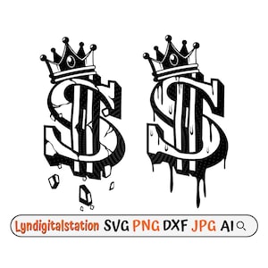 King Dollar Sign Svg | Broken Dollar Sign Clipart | Dripping USD Sign Cut File | Money Sign Stencil | King USD Sign shirt Design | Dxf | Png