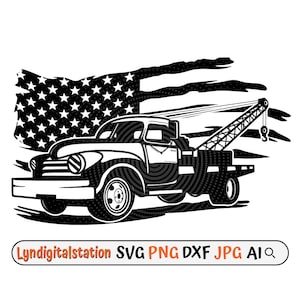 US Abschleppwagen SVG | Wrecker Clipart | Bergefahrzeug Cut File | Abschleppwagen Shirt Design | LKW Fahrer Schablone | Abschleppdienst Dxf | Png