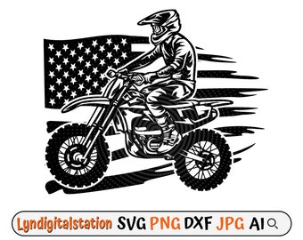 US Motocross SVG | Dirt Bike Clipart | Racing Sport Cut Datei | Off Road Motorrad Racing Schablone | Motocross Fahrer Shirt Motiv | Dxf | Png