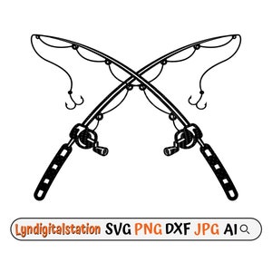 Fishing Rod Svg | Fishing Hook Clipart | Sport Fishing Cut File | Fishing Pole Stencil | Angler Dad Gift Idea T-shirt Design | Dxf | Png