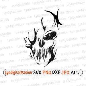 Scary Skull Svg | Skeleton Face Clipart | Horror Cut File | Halloween Stencil | Skeleton Half Face shirt Design | Scary Face Dxf | Skull Png