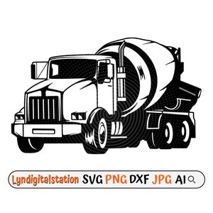 Concrete Mixer Truck Svg | Mixer Truck Clipart | Construction Truck Cut File | Heavy Truck Stencil | Truck Driver T-shirt Design | Dxf | Png