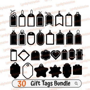 30 Gift Tags Bundles Svg | Name Tags Clipart | Price Tags Cut File | Sale Stencil | Discount Tags T-shirt Design | Dog Tags  Dxf | Png