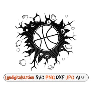 Koszykówka Svg | Clipart zespołowy | Plik do cięcia Ball Sport | Szablon Smashing Wall | Projekt koszulki Ball Game | Zespół koszykarski Dxf | Png