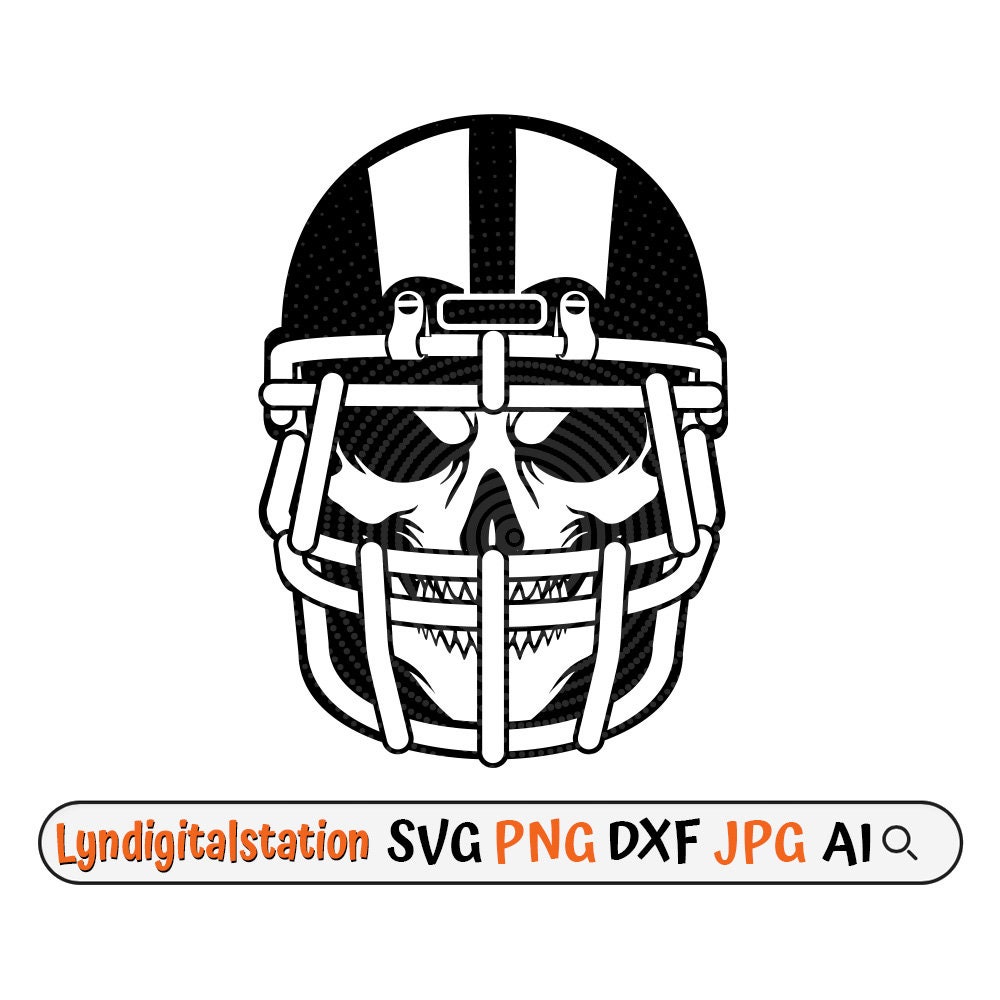 Football Skull Svg | Football Helmet Skull Clipart | Halloween Cut File |  Skull with Helmet Stencil | Football T-shirt Design | Dxf | Png