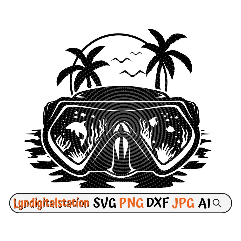 Scuba Scene Svg Diving Goggles Clipart Under Water Scene Etsy