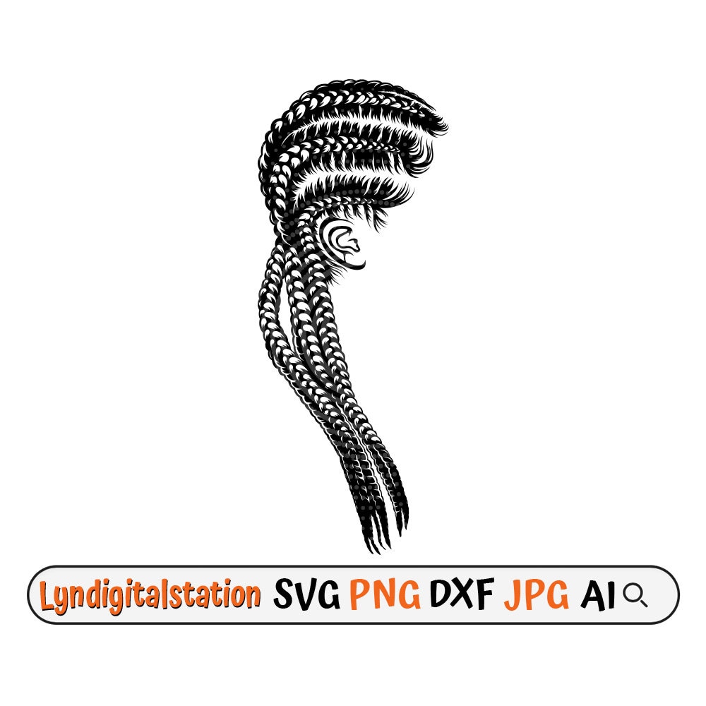 Braid Hair Svg Long Braided Hair Clipart Hairstyle Cut File Braided  Hairstyle Stencil Afro Woman Braids T-shirt Design Dxf Png -  Norway