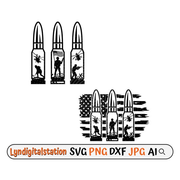 US Bullet Soldier Svg | Ammunition Clipart | Soldier in the Bullet Cut File | Ballistic Tip Stencil | Metal Alloy  Tshirt Design | Dxf | Png