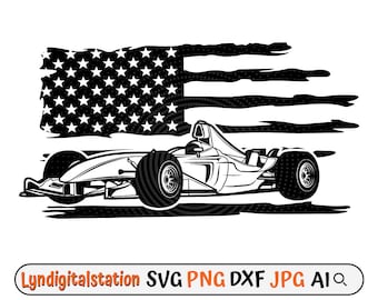 US Formula Car Svg | Racecar Clipart | Sports Car Cut File | Car Lover Stencil | Race Driver T-shirt Design | US Open Wheel Racer Dxf | Png