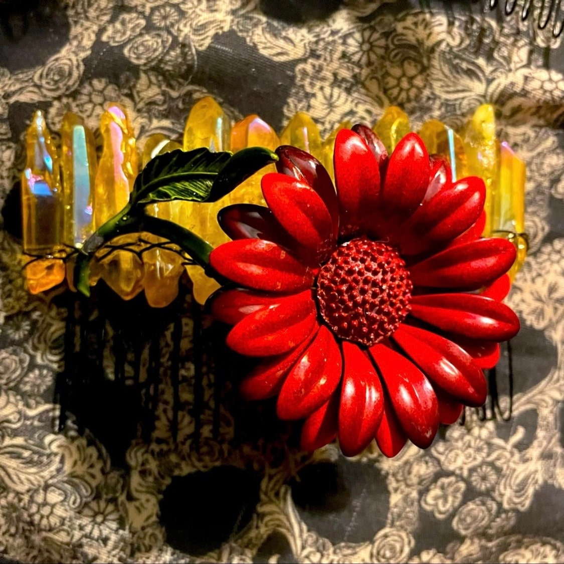 Handmade Upscaled Crystal 60s Flower Power Hair Combs - Etsy