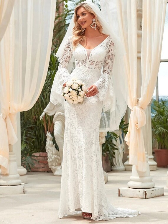 Batwing Sleeve Bridal Dress 