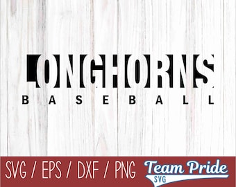 Longhorns Baseball Cut Out Digital Download Printable - Svg, Eps, Dxf, Png file formats for use on Cricut, Silhouette, Sublimation, & More!