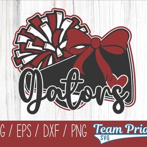 Gators Cheer SVG Megaphone Pom Poms Cheer Bow Cute Digital Download - Svg, Eps, Dxf, Png file formats for Circut, Silhouette, Sublimation