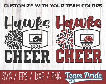 Hawks Basketball Cheer SVG Digital Download Printable - Svg, Eps, Dxf, Png file formats for use on Circut, Silhouette, Sublimation, & More!