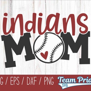 Indians Baseball Mom SVG Digital Download Printable - Svg, Eps, Dxf, Png file formats for use on Circut, Silhouette, Sublimation, & More!