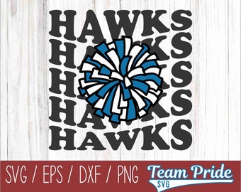 Hawks Cheer Vintage Wave SVG Digital Download Printable - Svg, Eps, Dxf, Png file formats for use on Circut, Silhouette, Sublimation