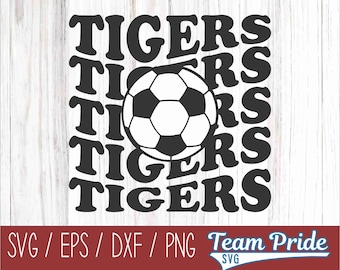 Tigers Soccer Retro Wave SVG Digital Download Printable - Svg, Eps, Dxf, Png file formats for use on Circut, Silhouette, Sublimation