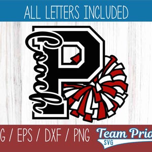 Cheer Coach SVG Bundle, Varsity Letter Pompom Design, All Letters Included, Digital Download for Cricut & Silhouette, DIY Cheer Apparel SVGs