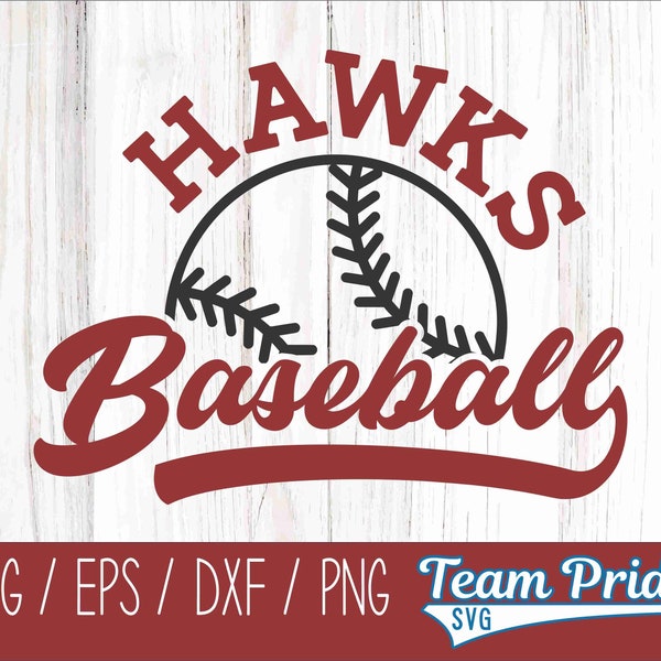 Hawks Baseball Svg/Dxf/Eps/Png Files - Sports Team Logo for Cutting & Crafting, DIY Baseball Shirt Design - Instant Download