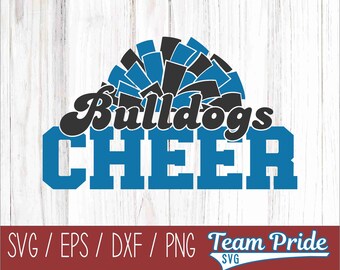 Bulldogs Cheer Pom Pom SVG Digital Download Printable - Svg, Eps, Dxf, Png file formats for use on Circut, Silhouette, Sublimation, & More!