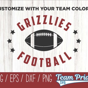 Grizzly Football SVG Digital Download Printable - Svg, Eps, Dxf, Png file formats for use on Circut, Silhouette, Sublimation, & More!