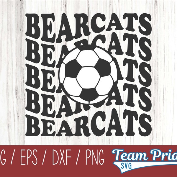 Bearcats Vintage Wave Soccer SVG Digital Download Printable - Svg, Eps, Dxf, Png file formats for use on Circut, Silhouette, Sublimation