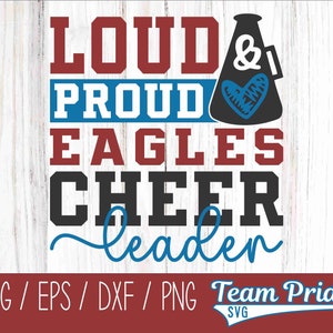 Laut und stolze Adler Cheerleader SVG Megaphon digitaler Download bedruckbar -Svg, Eps, Dxf, Png für Circut, Silhouette, Sublimation