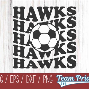 Hawks Soccer Retro Wave SVG Digital Download Printable - Svg, Eps, Dxf, Png file formats for use on Circut, Silhouette, Sublimation