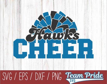 Hawks Cheer Pom Pom SVG Digital Download Printable - Svg, Eps, Dxf, Png file formats for use on Circut, Silhouette, Sublimation, & More!