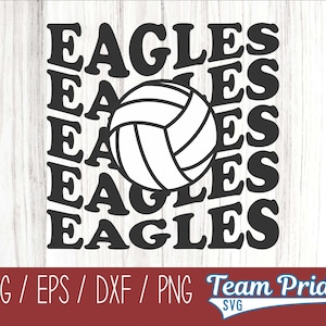 Eagles Volleyball Retro Wave SVG Digital Download Printable - Svg, Eps, Dxf, Png file formats for use on Circut, Silhouette, Sublimation