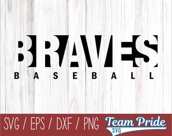 Descarga digital recortable de béisbol de los Bravos para imprimir en formatos de archivo Svg, Eps, Dxf, Png para usar en Cricut, Silhouette, Sublimación y más.