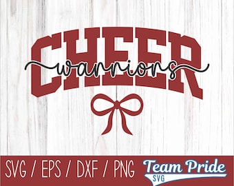 Warriors Cheer SVG | Cheerleading Team Spirit Cut File | Two-Color Cheer Bow Design | EPS PNG Dxf Cricut Silhouette Digital Download