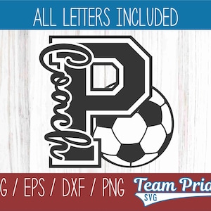 Entrenador de fútbol SVG Bundle Varsity Letter Design, todas las letras incluidas, descarga digital para silueta Cricut, ropa del equipo de fútbol DIY