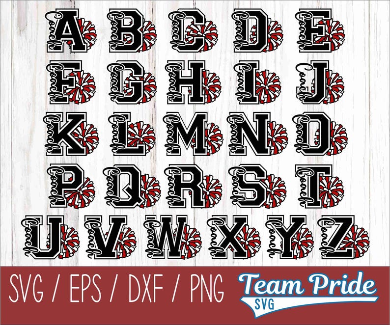 Cheer Coach SVG Bundle, Varsity Letter Pompom Design, All Letters ...