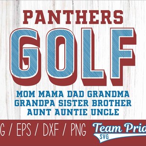 Golf SVG Panther digitaler Download druckbareSvg, Eps, Dxf, Png Golf Geschenke für Frauen, Golf Shirt, Golf PNG, Sport SVG, Schule Geist Cricut