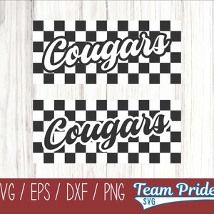 Cougars Retro Team Design SVG Digital Download Printable - Svg, Eps, Dxf, Png file formats for use on Circut, Silhouette, Sublimation