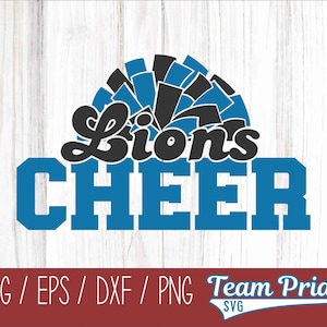 Lions Cheer Pom Pom SVG Digital Download Printable - Svg, Eps, Dxf, Png file formats for use on Circut, Silhouette, Sublimation, & More!