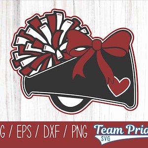 Cute Cheer SVG Megaphone, Pom Pom, Bow, Heart - Digital Download for Cricut & Silhouette, DIY Cheer Apparel SVGs, Cheerleader, Cheer Mom