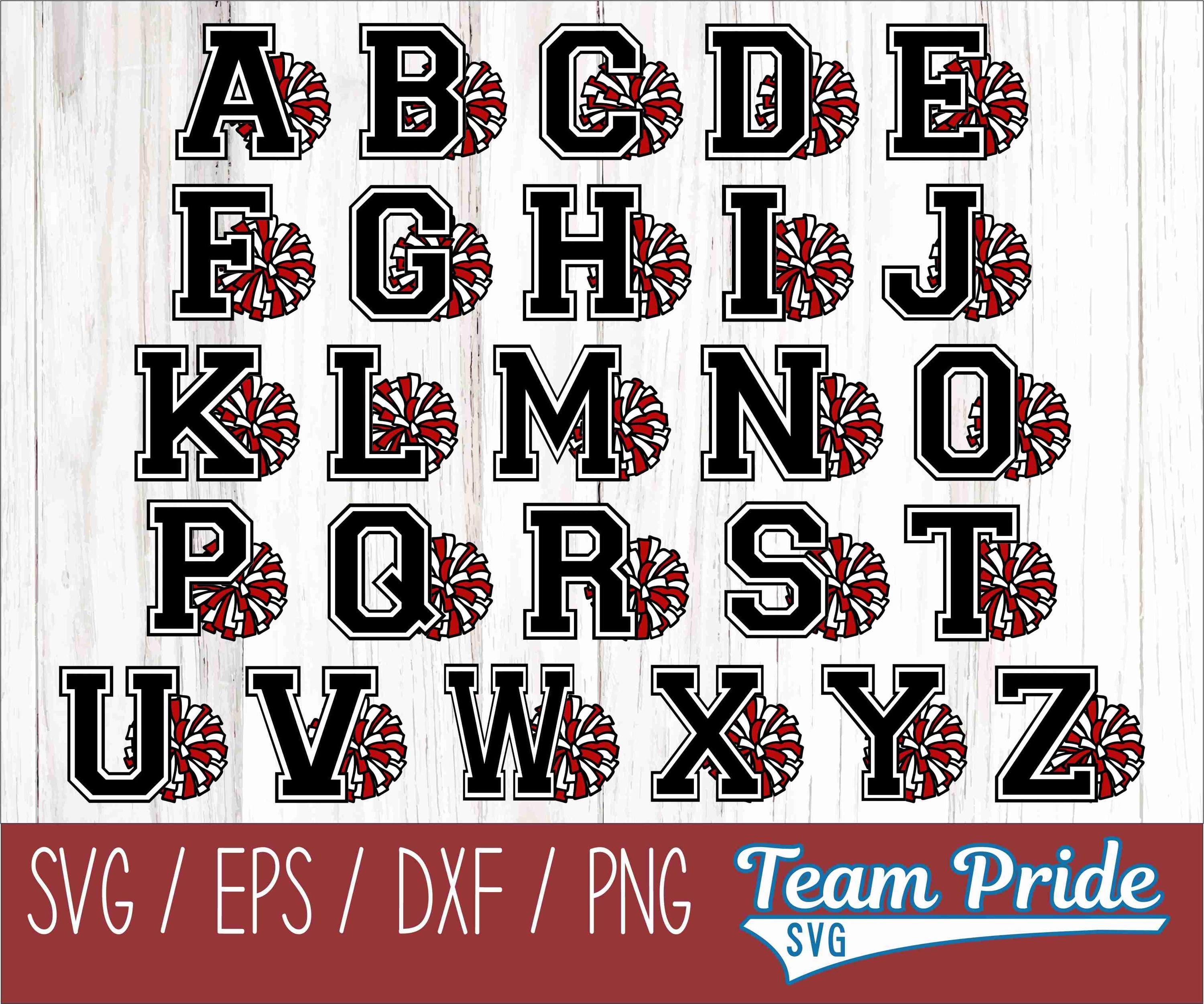 Cheerleader Cheer SVG Bundle, Varsity Letter Pom Pom Design, All ...