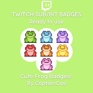 Regenbogen/Multicolor Frosch Twitch Badges - Niedliche Pixel Art Sub/Bit Twitch Badges