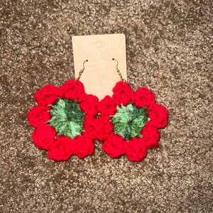 Red Flower Earrings