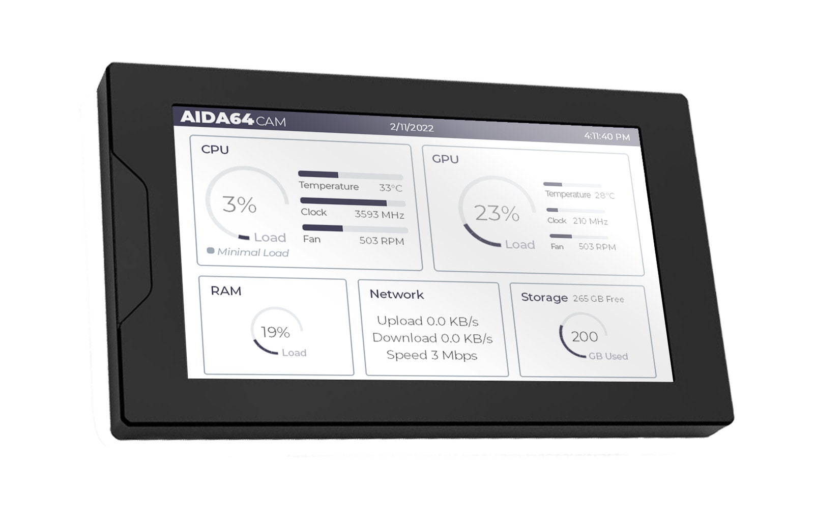 Sensor Panel CAM AIDA64 Stat Monitor Skin (800x480) Etsy