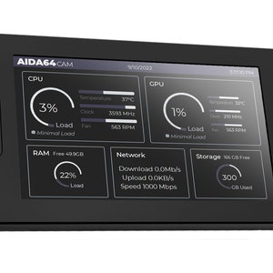 Sensor Panel - CAM AIDA64 Dark Stat Monitor Skin (800x480)