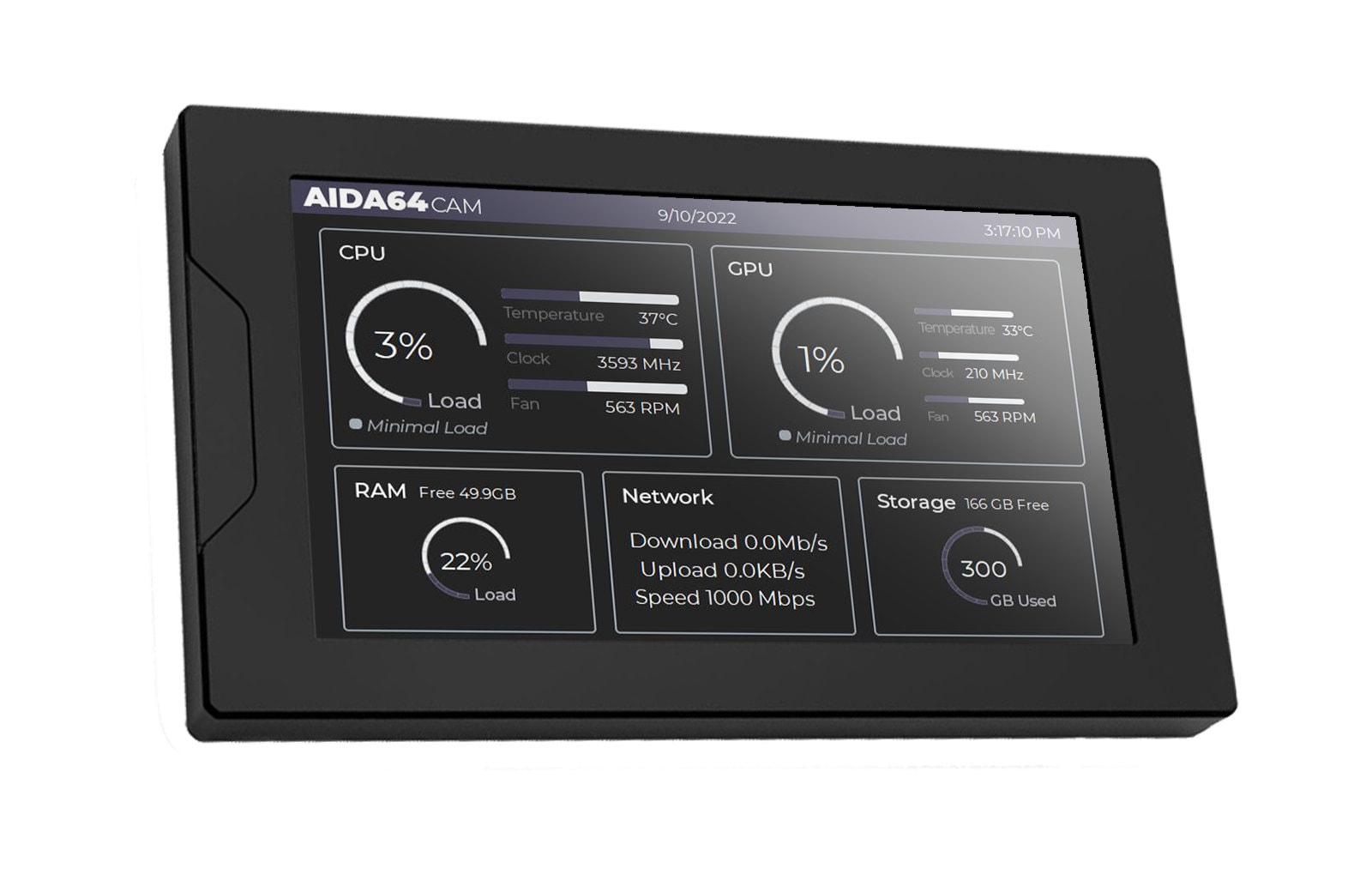 Sensor Panel CAM AIDA64 Dark Stat Monitor Skin (800x480) Etsy