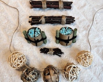 5-Ball Stick Bundle for Bunny Rabbits and more! Natural chew toy bundle for enclosures for small pets!