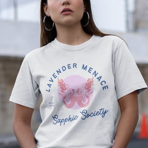 SAPPHIC SHIRT, Lavender Menace, Sapphic Society Tshirt, Subtle Lesbian Shirt, Vintage Pride T-shirt, Lesbian Mermaids, Cool Queer Shirt