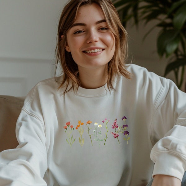 SUBTLE LESBIAN PRIDE Sweatshirt, Lesbian Wildflowers Shirt, Subtle Sapphic Sweater, Femme Lesbian Gift, Lgbtq Pride Shirts